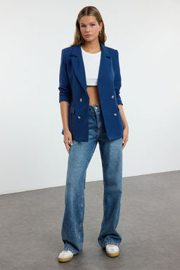 TRENDYOLMILLA Antrasit Regular Astarl? Dugme Detayl? Dokuma Blazer Ceket TWOAW21CE0264 фото 53