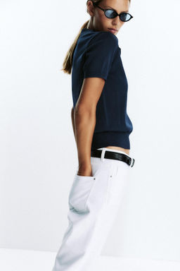 SHORT SLEEVE KNIT POLO TOP - Zara фото 3