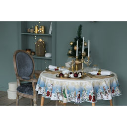 Скатерть новогодняя Этель Christmas time d=150см +/-3см с ГМВО, 100%хл, саржа 190 гр/м2  фото 3