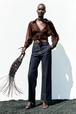 BOOTCUT PINTUCK TROUSERS - Zara фото 7