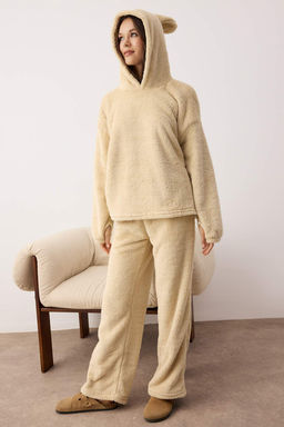 Trendyolmilla Gri Kapusonlu ve Nak?sl? Wellsoft K?sl?k Orme Pijama Tak?m? THMAW25PT00143  фото 7