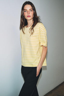 CAMISETA MANGA CORTA RAYAS / Amarillo - Zara фото 8