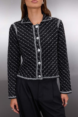 Limited Edition Siyah Ceket Yaka Simli Triko H?rka TWOAW26HI00258