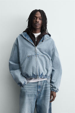 CAZADORA LAVADA CAPUCHA / Azul claro - Zara фото 2