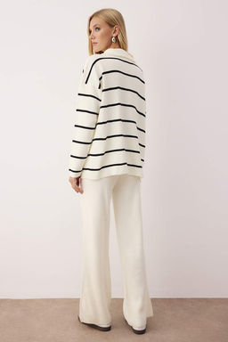 Ekru Genis Kal?p Fermuarl? Triko Alt-Ust Tak?m TWOAW24AU00025