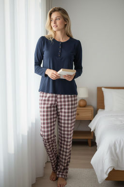 ЕП 20170/индиго,клетка пижама жен