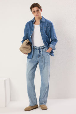 TRENDYOL MAN Mavi Erkek Baggy Fit Jeans Bol Kot Pantolon TMNSS25JE00002 - Trendyolmilla фото 3