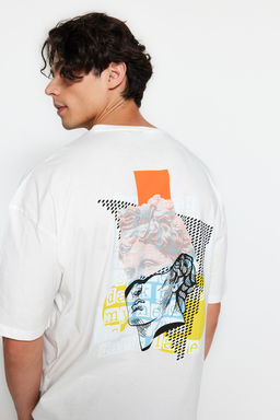 TRENDYOL MAN Siyah Oversize/Genis Kesim Sanatsal S?rt Bask?l? Orme T-Shirt TMNSS23TS00151 - Trendyolmilla фото 15