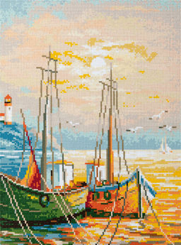 Кристальная (алмазная) мозаика ФРЕЯ ALPD-154 на подрамнике Лодки 30 х 40 см
