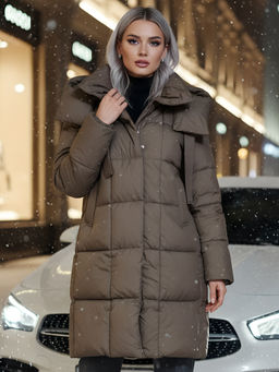 Пальто зимнее Visdeer утепленное утеплитель 240 г/м² коричневое  фото 21