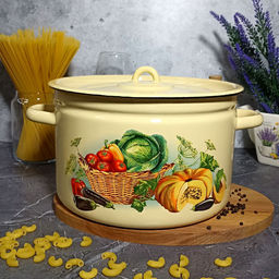 Кастрюля 7.0л 1с18с крем. Урожай - Стальэмаль фото 2