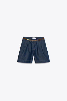 Z1975 DENIM SHORTS WITH DARTS AND BELT - Zara фото 5