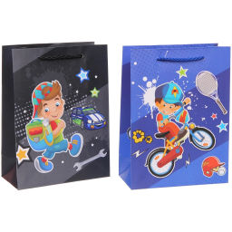 Пакет подарочный "Весёлый транспорт" 18*24*8,5 см, микс