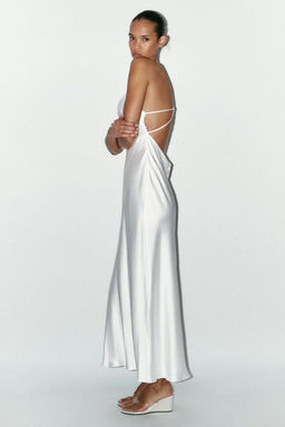 SATIN MIDI DRESS WITH STRAPS ON THE BACK - Zara фото 4