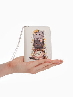 Кошелек дет 07-01-01 Июнь2527 кот, 12*1,5*9 см, 2 отд+отд/молн, д/карт, белый