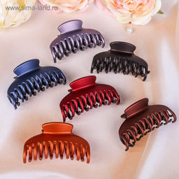 Цена за 12 шт. Крабик для волос «Двойной зубец», классика, 8 см, МИКС