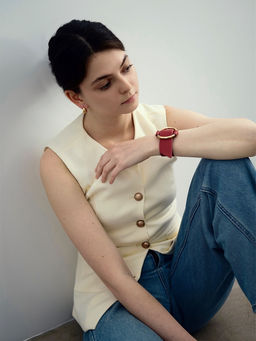 Браслет манжета «Помпеи» захват, кожа, 24 см, бордовый в золоте