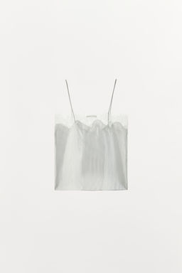 TOP TIRANTES RAYAS ENCAJE / Crudo / Beige