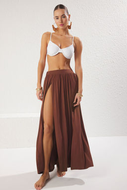 Kahverengi Orme Y?rtmacl? Maxi Plaj Etek TBESS25ET00005