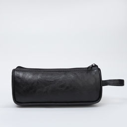 Косметичка-пенал на молнии с карманом, из искусственная кожи, чёрная - Simaland фото 2