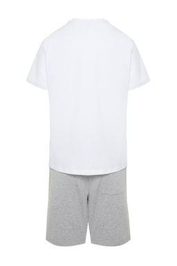 TRENDYOL MAN Beyaz %100 Pamuk Regular Fit Bask?l? Yazl?k Sortlu Pijama Tak?m? THMSS21PT0966 - Trendyolmilla фото 8