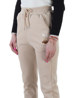 MD54 BEIGE Брюки спортивные утепленные женские (85% хлопок, 10% полиэстер, 5% спандекс)