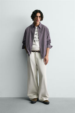 CAMISA RELAXED FIT CUADROS / Burdeos