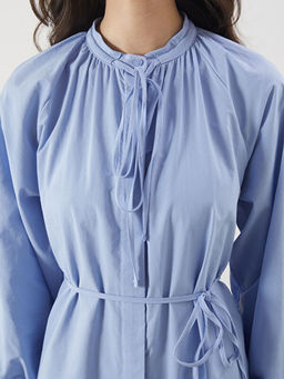 Ba?lamal? Yaka Poplin G?mlek Elbise