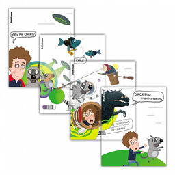 АКЦИЯ Цена за 1 шт. Набор пластиковых обложек ErichKrause Приключения Пети и Волка, для тетрадей и дневников, 212х347мм, 80 мкм, ассорти (пакет 12 шт.)