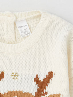 Bisiklet Yaka Uzun Kollu Desenli K?z Bebek Triko Kazak - Waikiki фото 2