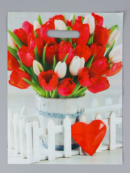 Цена за 50 шт. Пакет подарочный Белиция, полиэтиленовый с вырубной ручкой, 31?40 см, 60 мкм