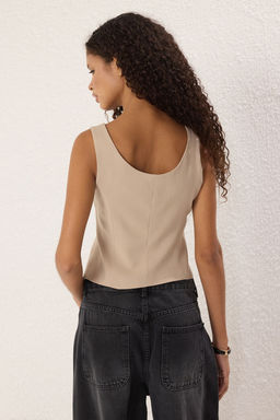 Trendyolmilla Vizon Fitted Dokuma Yelek TWOSS25YE00069 фото 4