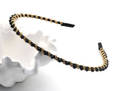 Ободок для волос с цирконом, цвет черный