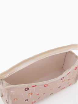 Косметичка на молнии, треугольная, маленькая, с рисунком, бежевая