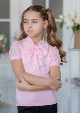 Ирма, блузка трикотажная розовый/128-64-57 - Alolika фото 5