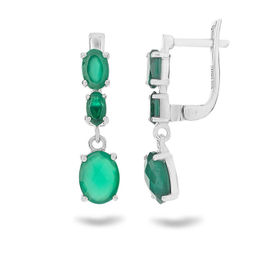 Серьги, зеленый агат, Велимира