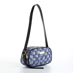 Сумка женская кросс-боди на молнии, 20.5×6.5×11.5 см, в клетку, синяя