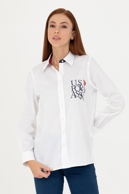 Женская белая рубашка с длинным рукавом - U.s. polo assn фото 17