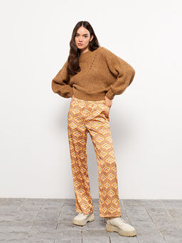 Beli Lastikli Rahat Kal?p Desenli Kad?n Pantolon
