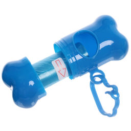 Цена за 6 шт. Контейнер с пакетами для уборки за собакой с карабином,цвет голубой Ultramarine