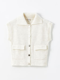 G?mlek Yaka K?z ?ocuk Triko Yelek