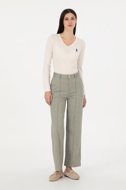 Kad_n Haki Straight Fit Kanvas Pantolon