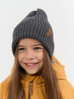 Шапка тыква из смесовой шерсти однослойная Графит - Bungly фото 4