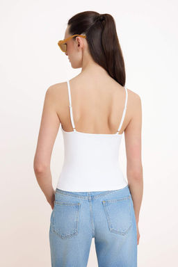 Siyah Fitted/Vucuda Oturan V Yaka Ince Ask?l? Kolsuz Poliamid Orme Atlet TWOSS26AL00022 - Trendyolmilla фото 8