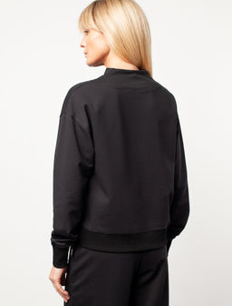 VILATTE / Укороченный джемпер с воротом на молнии из футера-двухнитки  фото 3