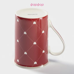 Кружка Доляна «Сердца», 300 мл, фарфор, красная
