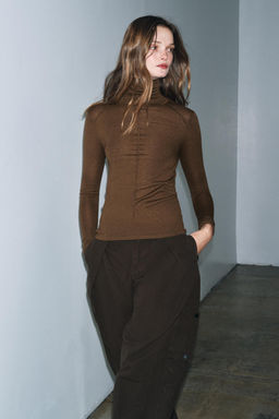 WOOL KNIT HIGH NECK JUMPER - Zara фото 12