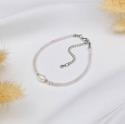 Браслет из Розового кварца и Жемчуга - Радуга самоцветов фото 2