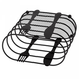 Подставка для столовых приборов Кухня 16,4х7,5см h15,8см, металлическая, окрашенная, на ножках, цвет - черный матовый (Китай) - Домашняя Мода фото 4