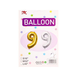 Шар фольгированный 40" Цифра 9, цвет серебряный